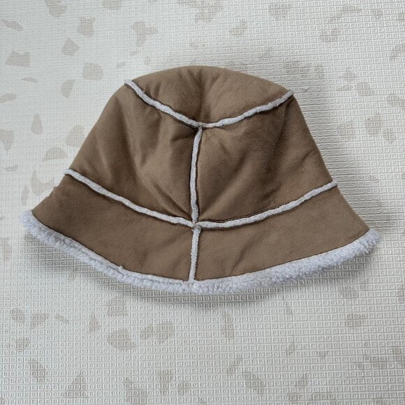 Vintage Sherpa-Style Bucket Hat - Beige+ White - Picture 3 of 7